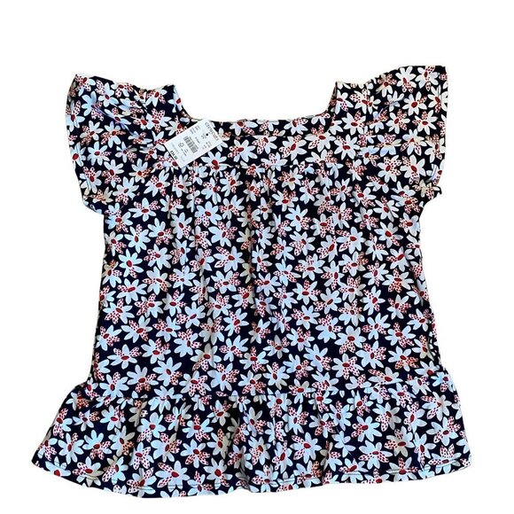Crewcuts Other - J Crew Crewcuts Navy Blue & Red Floral Top New!